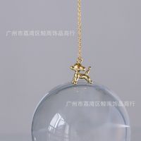 Cute Balloon Puppy Pet Titanium Steel Plated 18k Gold Necklace Clavicle Chain main image 3
