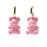 Fashion Simple Candy Color Cartoon Copper Bear Drop Earrings main image 3