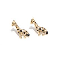 Fashion Diamond-studded Tiger Cute Giraffe Copper Earrings main image 4