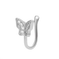 Fashion Butterfly Copper Inlaid Zircon U-shaped False Nose Ring Piercing Jewelry sku image 2