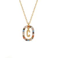 Fashion 925 Sterling Silver Letter Pendent Inlaid Color Zirconium Necklace Female sku image 3