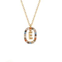 Fashion 925 Sterling Silver Letter Pendent Inlaid Color Zirconium Necklace Female sku image 5