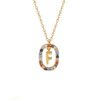 Fashion 925 Sterling Silver Letter Pendent Inlaid Color Zirconium Necklace Female sku image 6