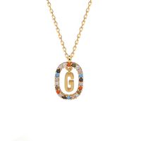 Fashion 925 Sterling Silver Letter Pendent Inlaid Color Zirconium Necklace Female sku image 7