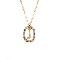Fashion 925 Sterling Silver Letter Pendent Inlaid Color Zirconium Necklace Female sku image 10