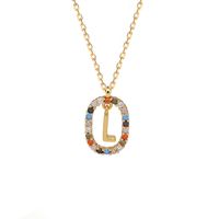 Fashion 925 Sterling Silver Letter Pendent Inlaid Color Zirconium Necklace Female sku image 12