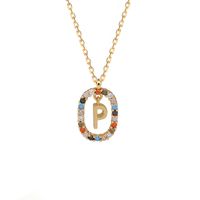 Fashion 925 Sterling Silver Letter Pendent Inlaid Color Zirconium Necklace Female sku image 16