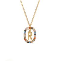 Fashion 925 Sterling Silver Letter Pendent Inlaid Color Zirconium Necklace Female sku image 18