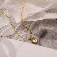 Retro 925 Sterling Silver Peach Heart Lock Pendant Hollow Thick Necklace sku image 1