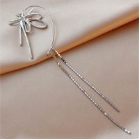 Inlaid Rhinestones Metal Flower Tassel Ear Clips Alloy Earrings Wholesale sku image 1