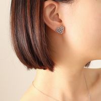 Fashion Heart-shaped Stitching Necklace Titanium Steel 18k Gold Earrings Set sku image 1