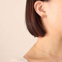Fashion Heart-shaped Stitching Necklace Titanium Steel 18k Gold Earrings Set sku image 3
