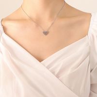Fashion Heart-shaped Stitching Necklace Titanium Steel 18k Gold Earrings Set sku image 4
