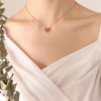 Fashion Heart-shaped Stitching Necklace Titanium Steel 18k Gold Earrings Set sku image 6