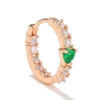 Fashion Green Zircon Heart Micro-set Female Copper Earrings Wholesale sku image 2