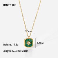 Fashion Retro Eight-pointed Star Embedded 18k Gold Stainless Steel Pendant Necklace Female sku image 2