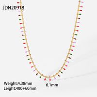 New Fashion Color Drip Oil Tassel 18k Gold Stainless Steel Necklace For Women sku image 1