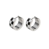 Checkerboard Drop Glue Simple Black And White Earrings Titanium Steel sku image 1