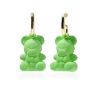 Fashion Simple Candy Color Cartoon Copper Bear Drop Earrings sku image 2