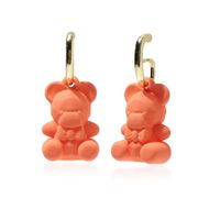 Fashion Simple Candy Color Cartoon Copper Bear Drop Earrings sku image 5