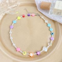 Fashion Pearl Soft Pottery Pentagram Heart Flower Necklace main image 4