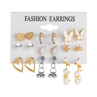 Fashion Earrings Set 9 Pairs Of Creative Acrylic Butterfly Hollow Heart Earrings main image 6