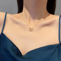 Fashion Geometric Titanium Steel Zircon Pendant Collarbone Chain Female main image 3
