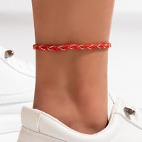 Simple Foot Accessories Bohemian Contrast Color Woven Anklet sku image 4