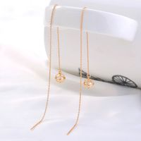 Fashion New Hollow Cage Copper Zircon Pendant Tassel Pierced Ear Line main image 3