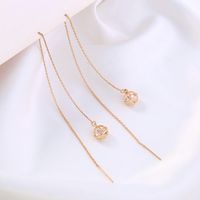 Fashion New Hollow Cage Copper Zircon Pendant Tassel Pierced Ear Line main image 5