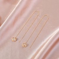 Fashion New Hollow Cage Copper Zircon Pendant Tassel Pierced Ear Line main image 7