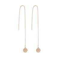 A Pair Of New Rose Flower Copper Zircon Tassel Pierced Earrings main image 8