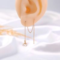New Flower Copper Zircon Pendant Tassel Pierced Pair Of Earrings main image 6