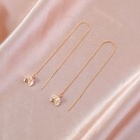 New Flower Copper Zircon Pendant Tassel Pierced Pair Of Earrings main image 7