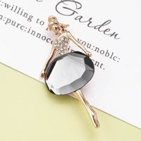 Fashion Ballet Girl White Zircon Copper Brooch main image 1