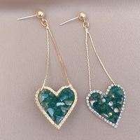 Fashion Rhinestone Crystal Heart-shaped Long Alloy Drop Earrings main image 4