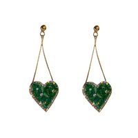Fashion Rhinestone Crystal Heart-shaped Long Alloy Drop Earrings main image 6