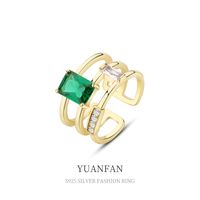 Fashion S925 Sterling Silver Inlaid Color Zirconium Hollow Open Ring Female main image 1