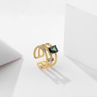Art Und Weise S925 Sterlingsilber Eingelegt Farbe Zirkonium Hohlen Offenen Ring Weiblich main image 3