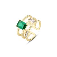 Fashion S925 Sterling Silver Inlaid Color Zirconium Hollow Open Ring Female main image 6