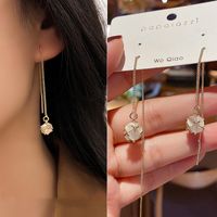 Simple Opal Earrings Fashion Geometric Long Alloy Drop Earrings main image 3