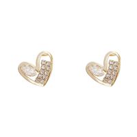 Fashion Simple Rhinestone Zircon Heart-shaped Alloy Stud Earrings main image 6