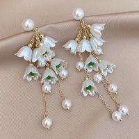 Fashion Pearl Lily Of The Valley Flower Tassel Alloy Drop Earrings main image 2