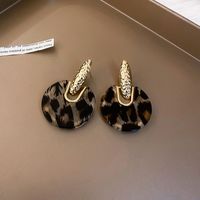 Fashion Acrylic Leopard Print Geometric Circle Simple Alloy Drop Earrings main image 1