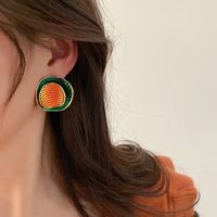 Fashion Retro Drop Oil Geometric Earrings Contrast Color Alloy Stud Earrings main image 3