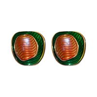 Fashion Retro Drop Oil Geometric Earrings Contrast Color Alloy Stud Earrings main image 6