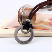 Cowhide Leather Rope Alloy Necklace Jewelry Pendant main image 5