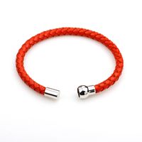 Simple Style Solid Color Pu Leather Alloy Braid Men's Bracelets main image 4