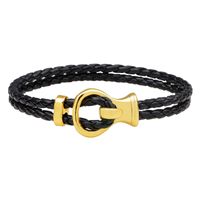 Korean Woven Double-layer Alloy Hook Leather Rope Bracelet main image 1