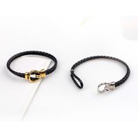 Korean Woven Double-layer Alloy Hook Leather Rope Bracelet main image 3
